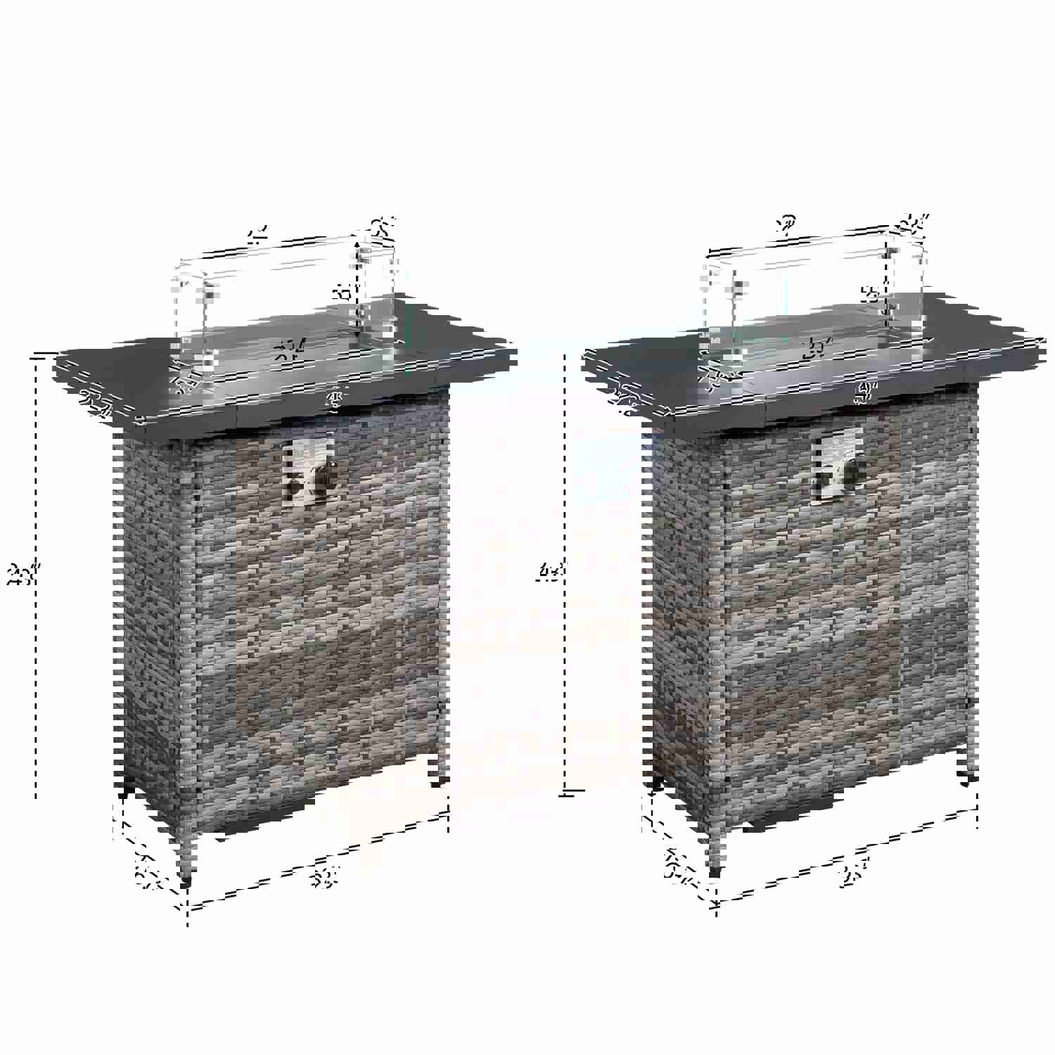 SEGMART 43 Propane Fire Pit, 50,000 BTU Auto-Ignition Gas Fire Pit Table with Rain Cover and Tempered Glass Wind Guard
