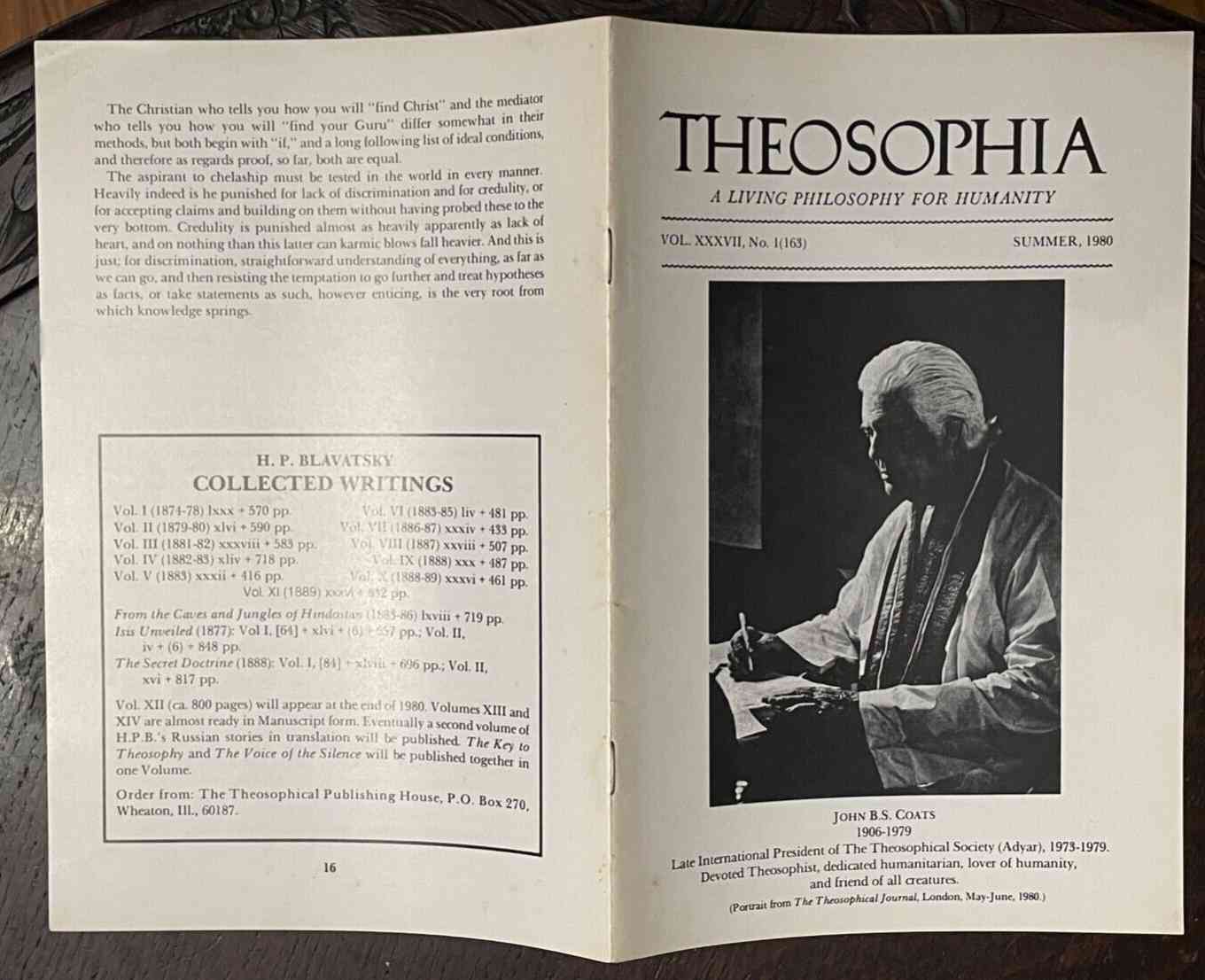 THEOSOPHIA MAGAZINE, Summer 1980 - THEOSOPHICAL Journal, MASTERS GURUS
