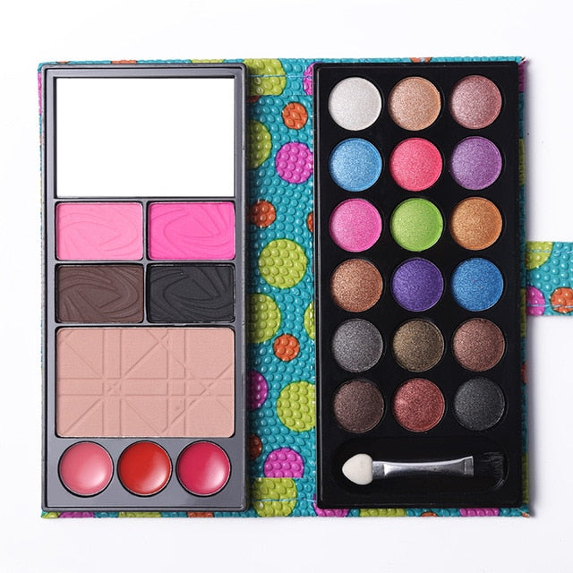 Women Beauty Cosmetic Kit - Matte Shimmer Eyeshadow Palette, Bronzer Blusher, Lipstick, Eyebrow & Face Powder Makeup Set