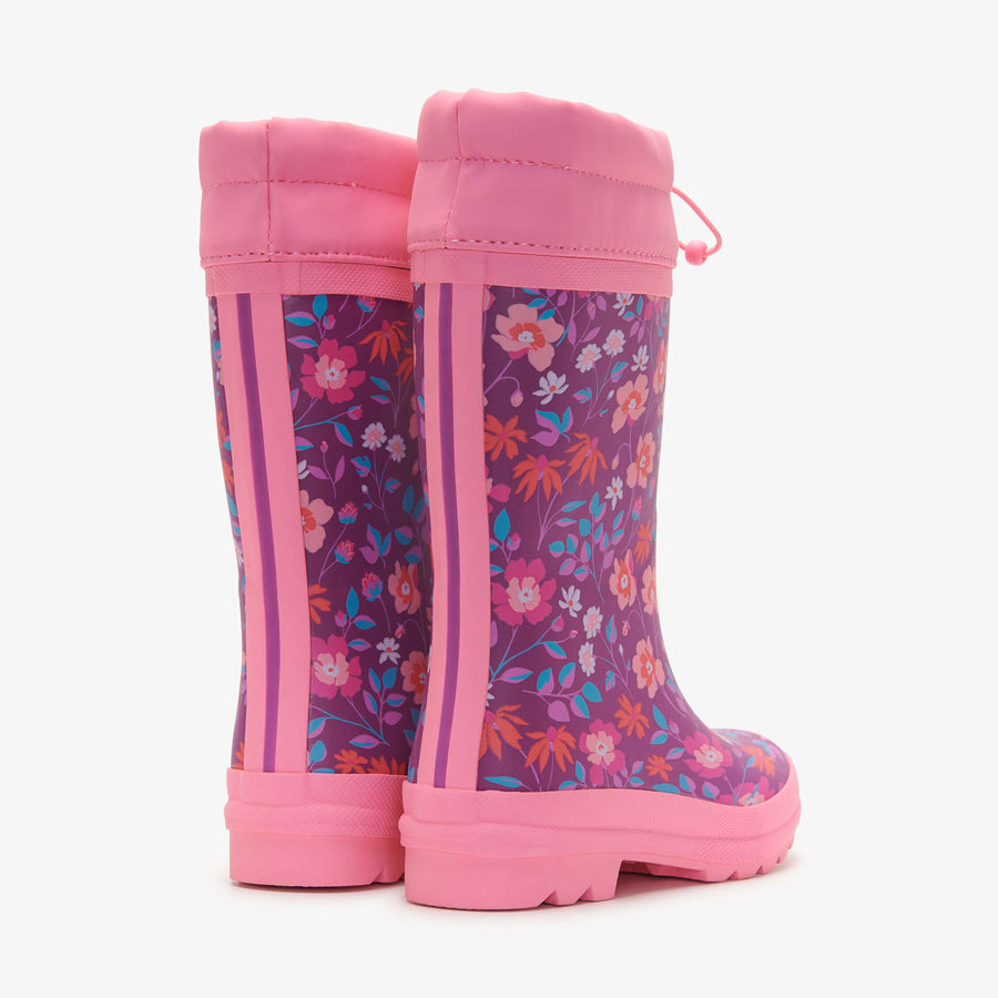 Wild Flowers Sherpa Lined Kids Rain Boots