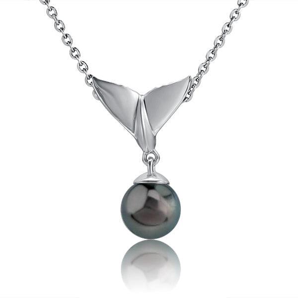 Pearl Flippers Pendant - 925 Sterling Silver Whale Tail Design