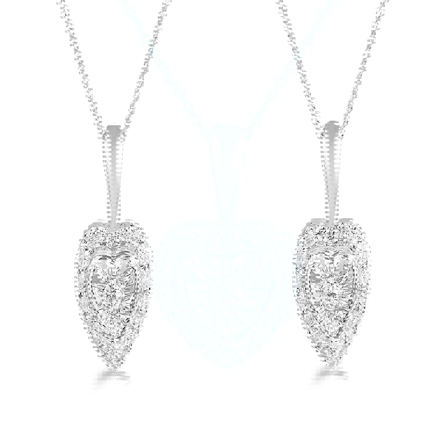 Set of 2: 3/8CT TW Diamond Heart Shaped Pendant & Earrings in Sterling Silver