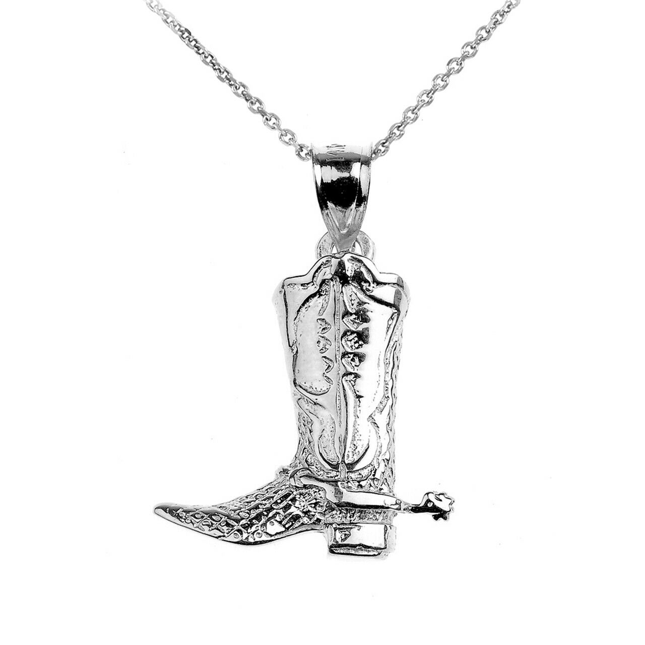 925 Sterling Silver Cowboy & Western Boot Necklace