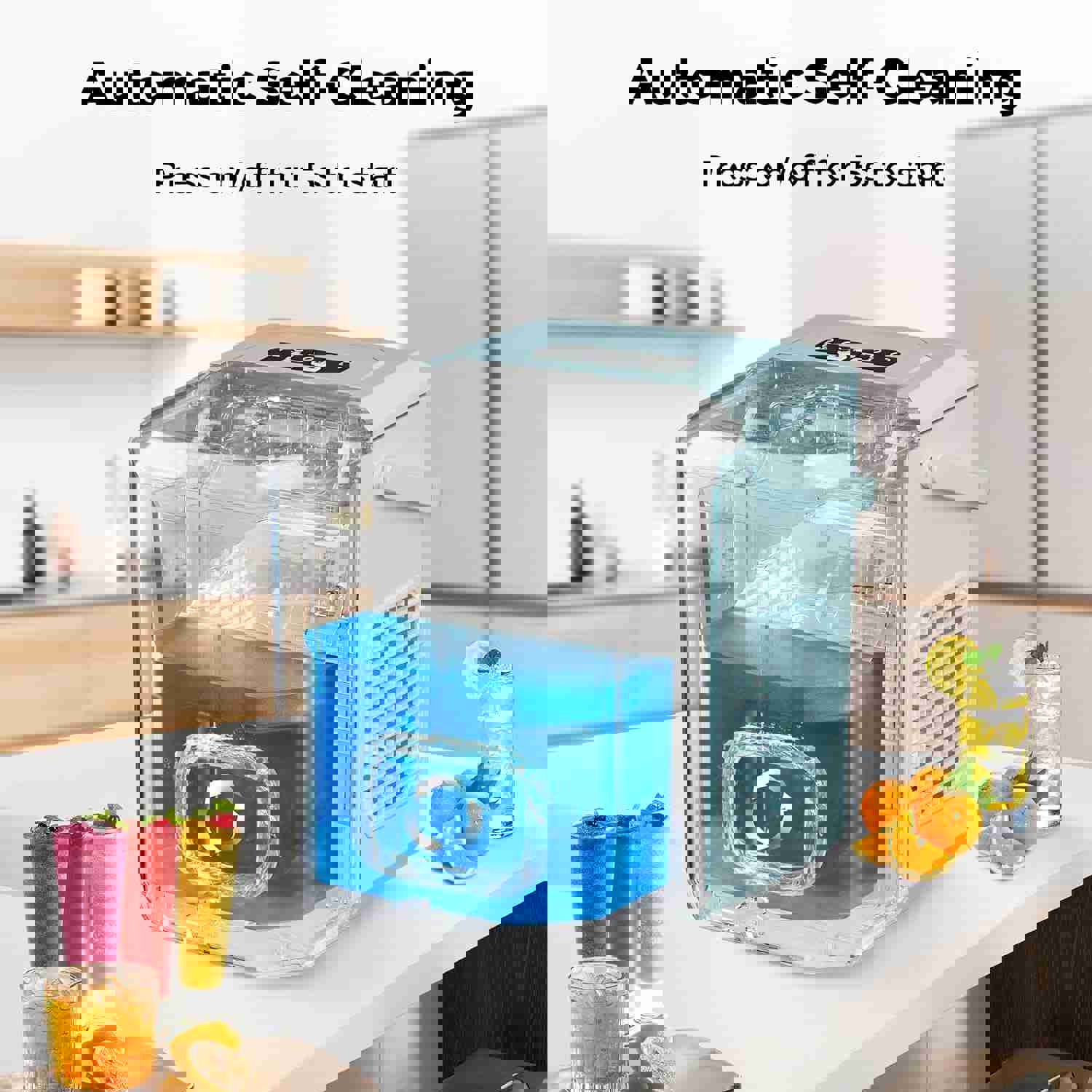 Countertop Ice Maker, 6 Mins/9 Pcs Bullet Ice, 26 Lbs Ice/24Hrs, Self-Cleaning, Portable for Home/Kitchen/Office/Party (Green)