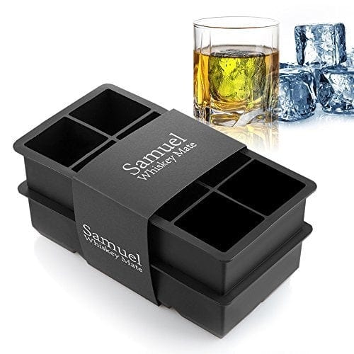 Samuelworld Large Silicone Ice Cube Tray for Whiskey and Cocktails (2pc/Pack)