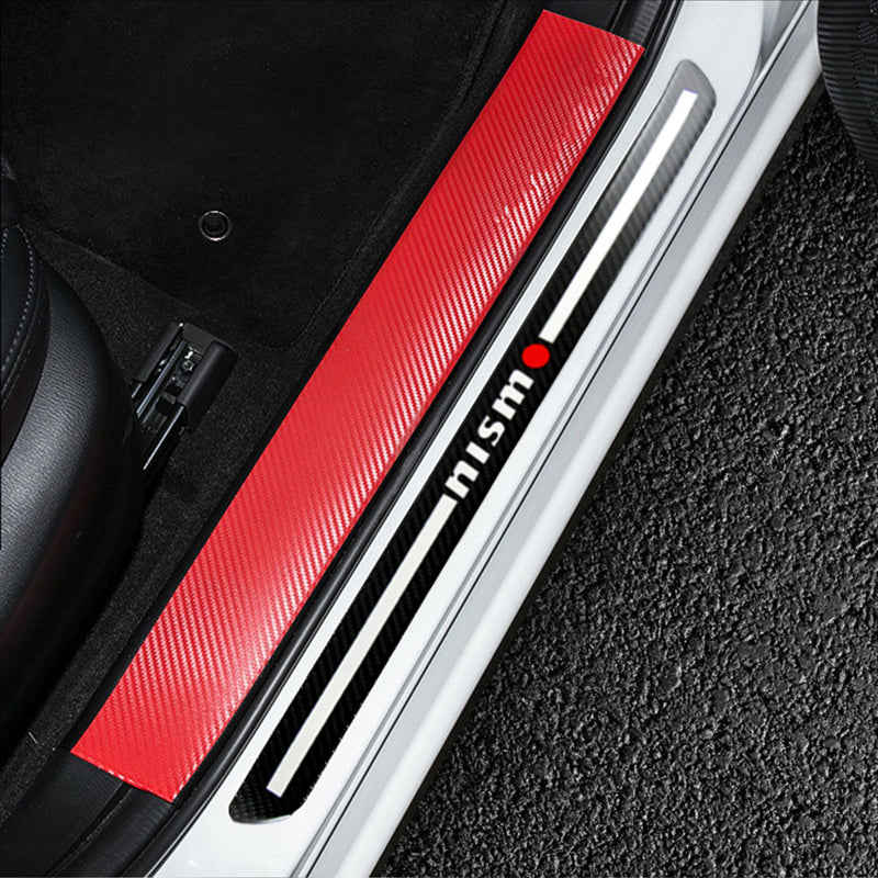 JDM Nismo Carbon Fiber Car Front Door Welcome Plate Sill Scuff Cover Decal Sticker 2pcs Set