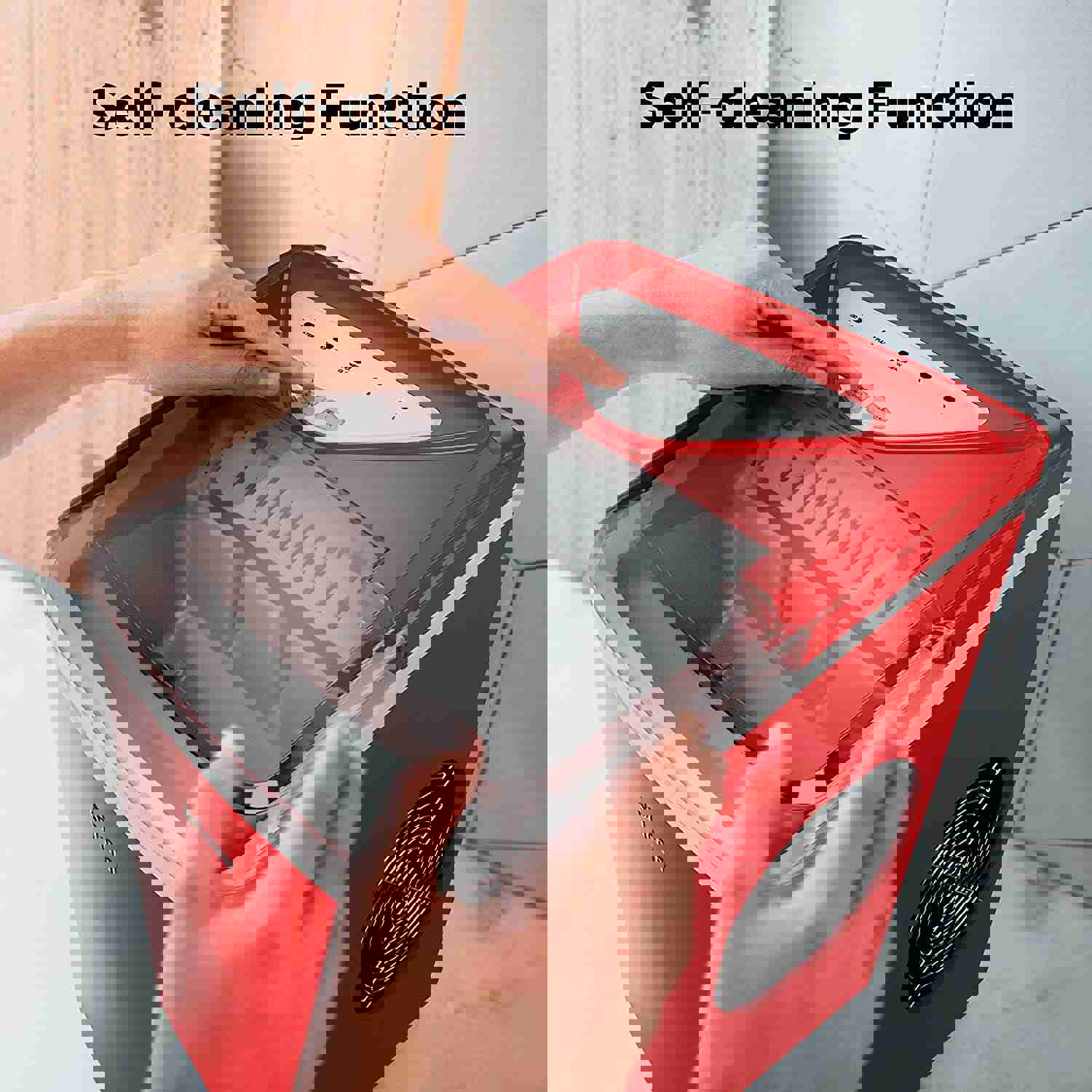 Silonn Countertop Ice Maker, 9 Cubes in 6 Mins, 26Lbs/24Hrs, Self-Cleaning with Ice Scoop & Basket, 2 Ice Sizes for Home/Office/Bar, Red