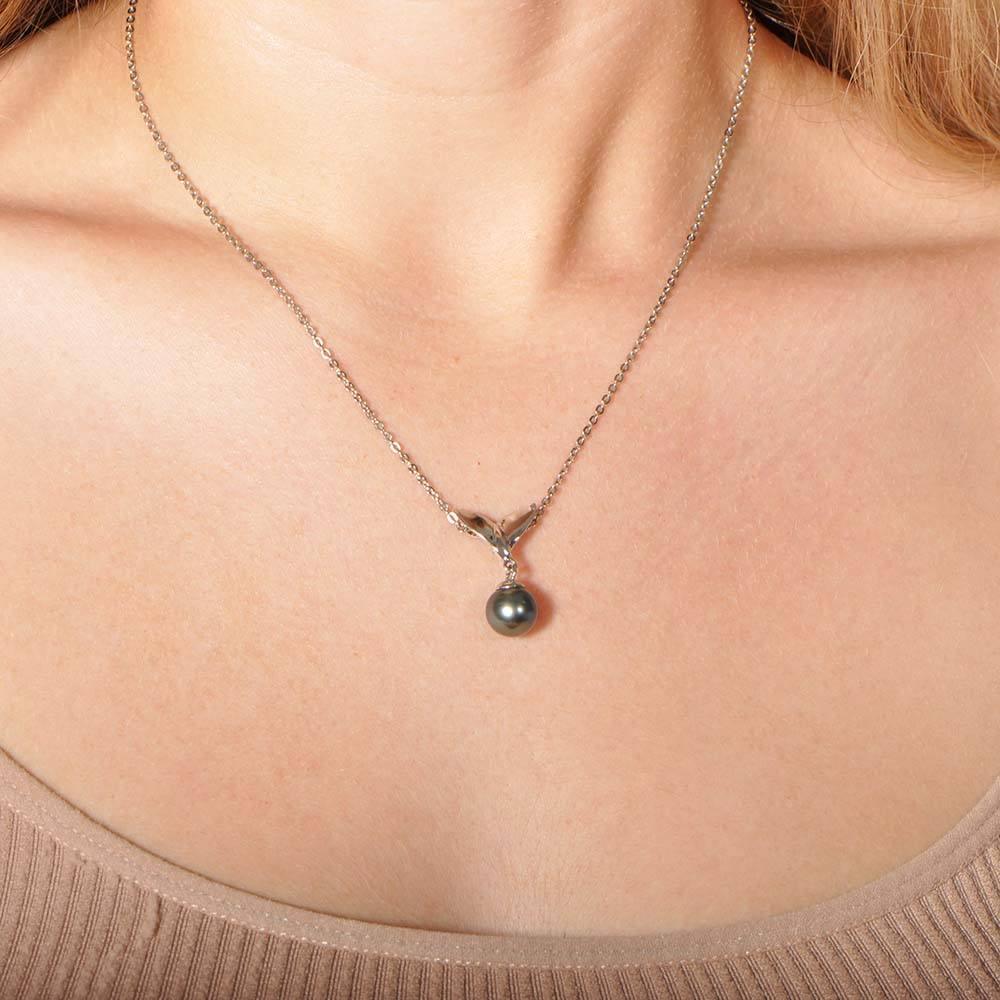 Pearl Flippers Pendant - 925 Sterling Silver Whale Tail Design