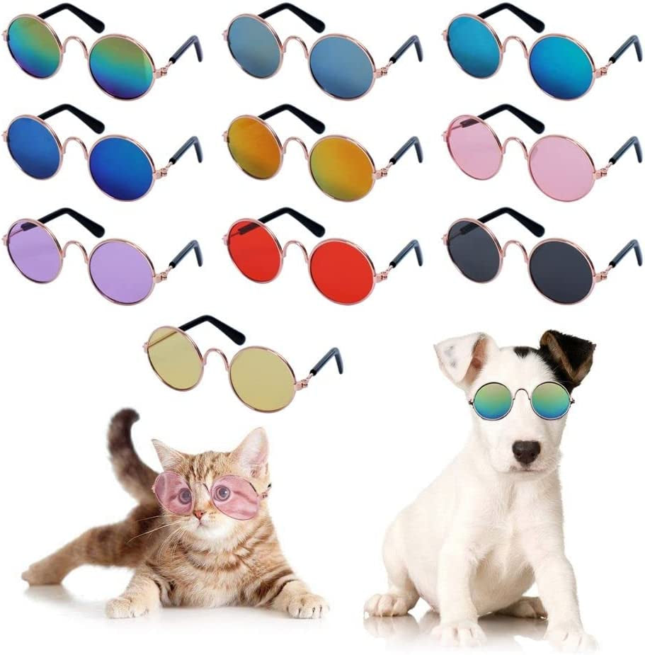 Round Pet Cat Glasses Lovely Sunglasses for Small to Medium Pets with Punk Style (Pink)