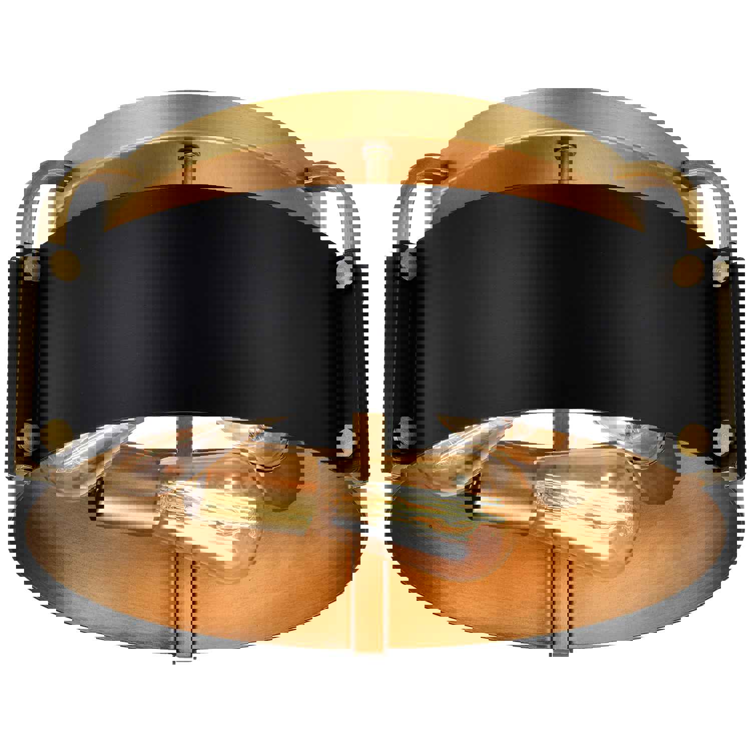 SATCO/NUVO Altos 3 Light Semi Flush 14 Inch Matte Black And Natural Brass Finish Ceiling Light