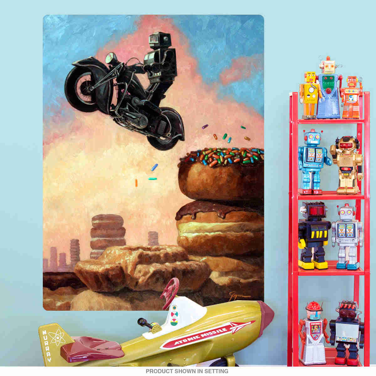 Robot Motorcycle Donut Dark Rider Again Wall Decal