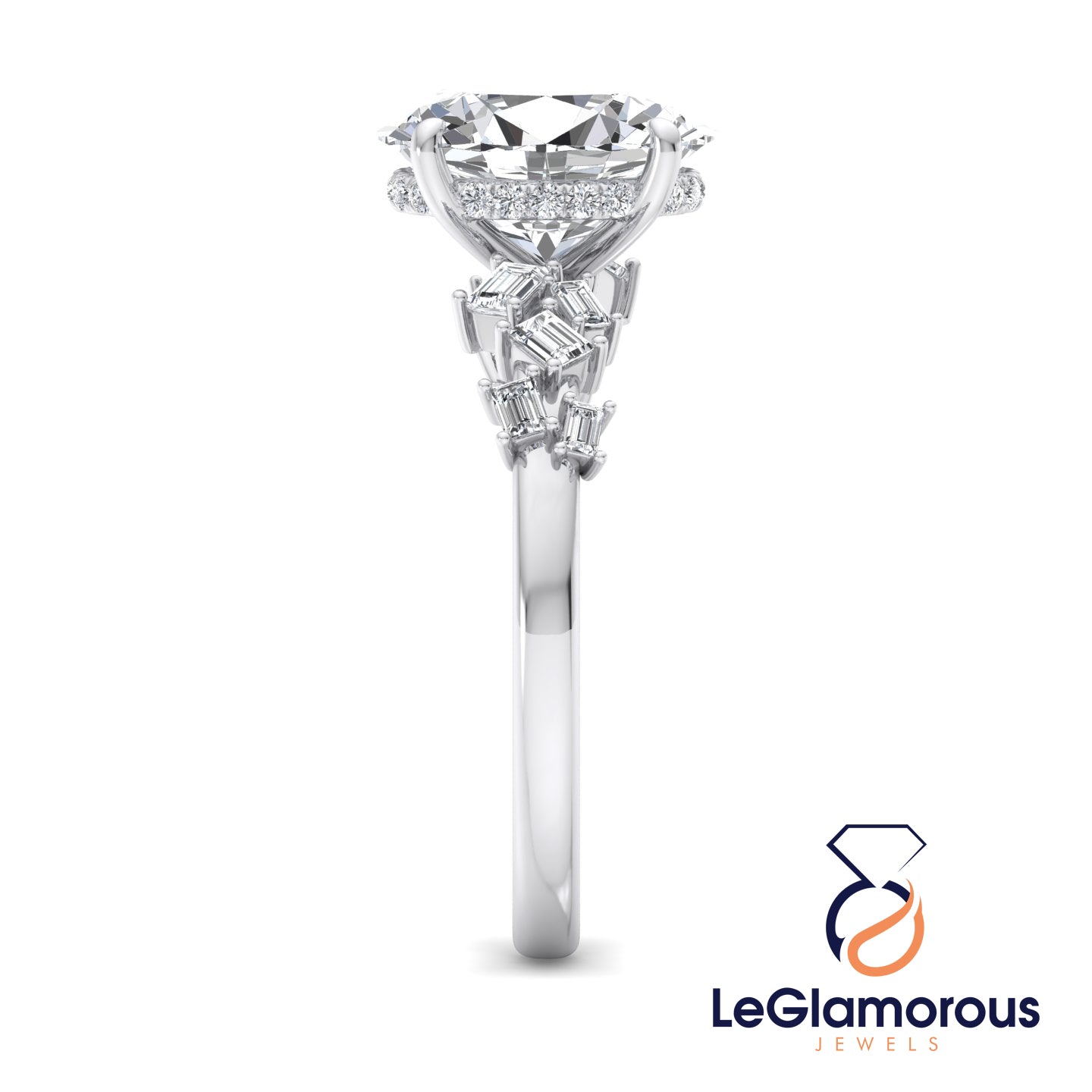 Oval Cut Hidden Halo Pave Style Lab Grown Diamond Engagement Ring