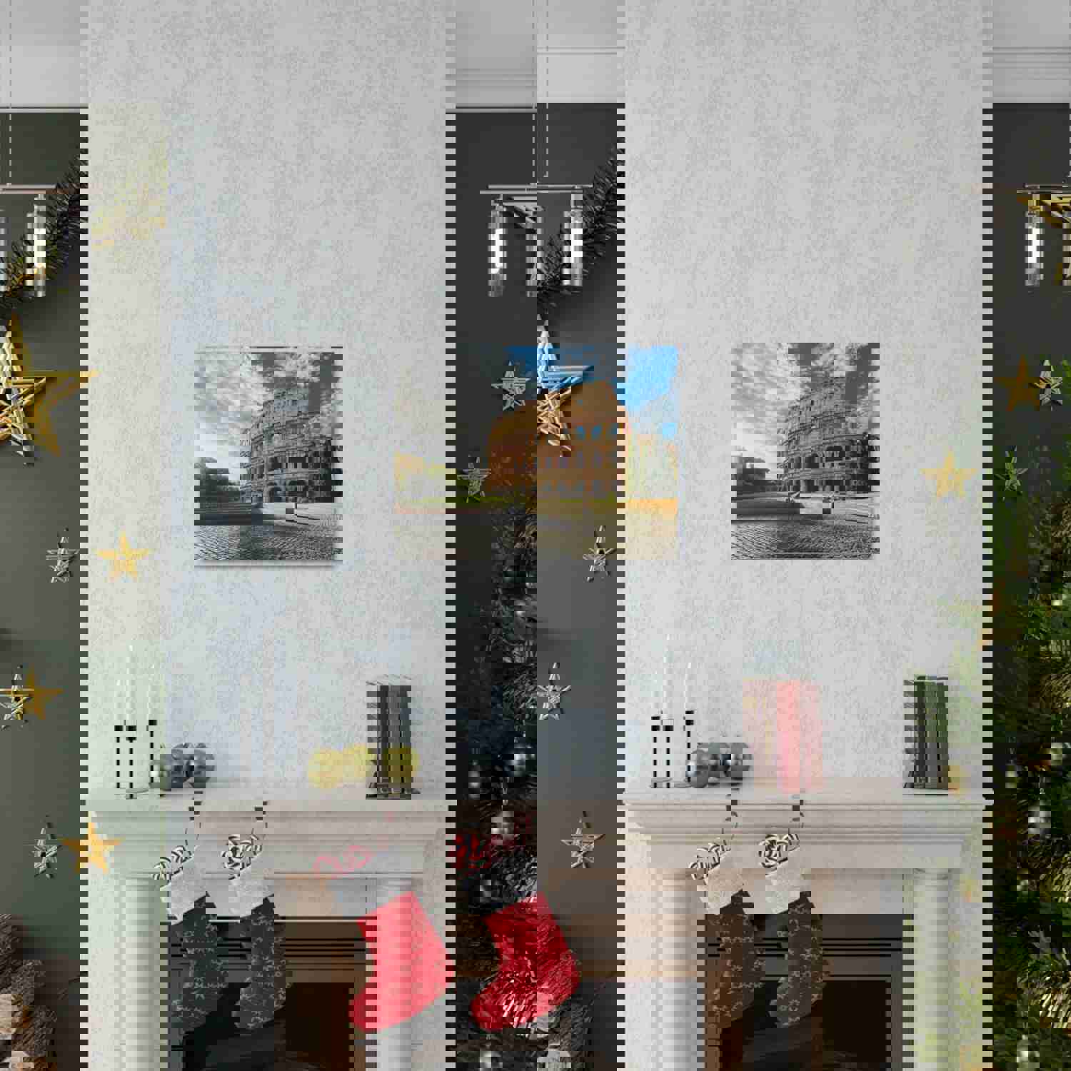 Italy Colosseum in Rome Modern Multicolor Scenic Nature Photography Canvas Wall Art