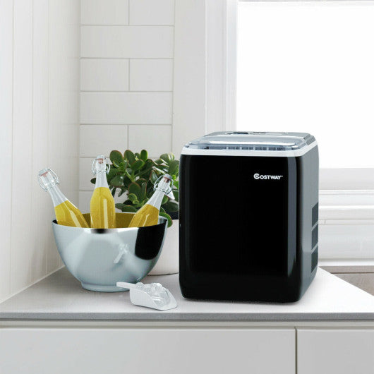 44 lbs Portable Countertop Ice Maker Machine with Scoop - Black