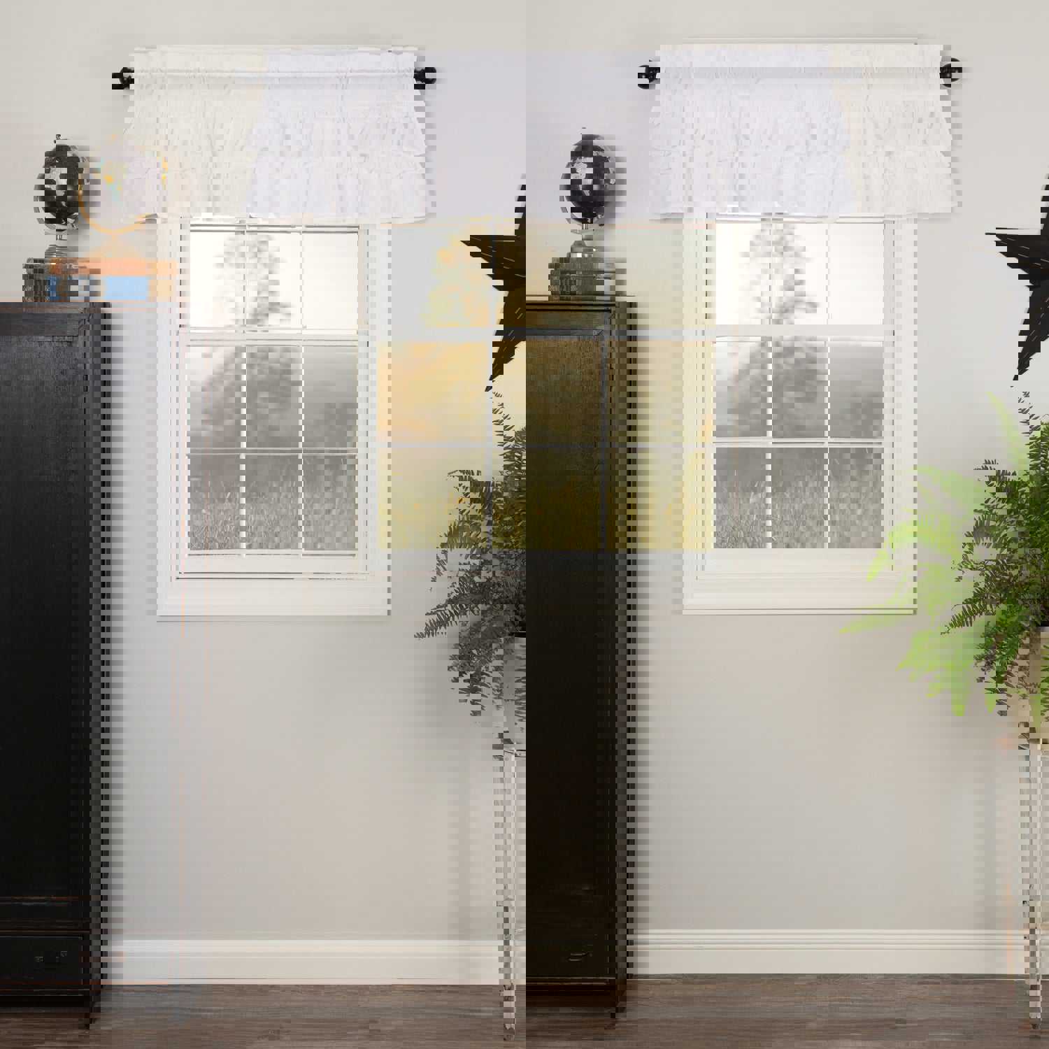 Muslin Ruffled Bleached White Valance 16x60