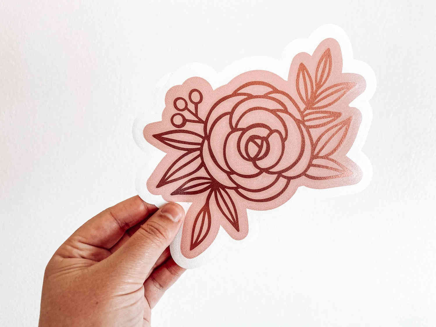 Layered Floral Line Art Roses Vinyl Decal