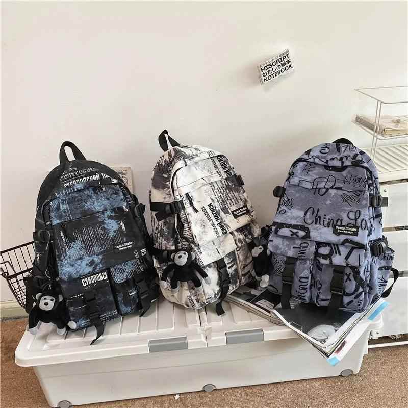 Cool Graffiti Backpack QC346 - Large Capacity Student Bookbag