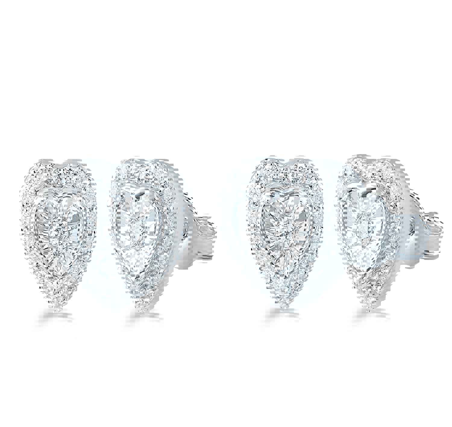 Set of 2: 3/8CT TW Diamond Heart Shaped Pendant & Earrings in Sterling Silver