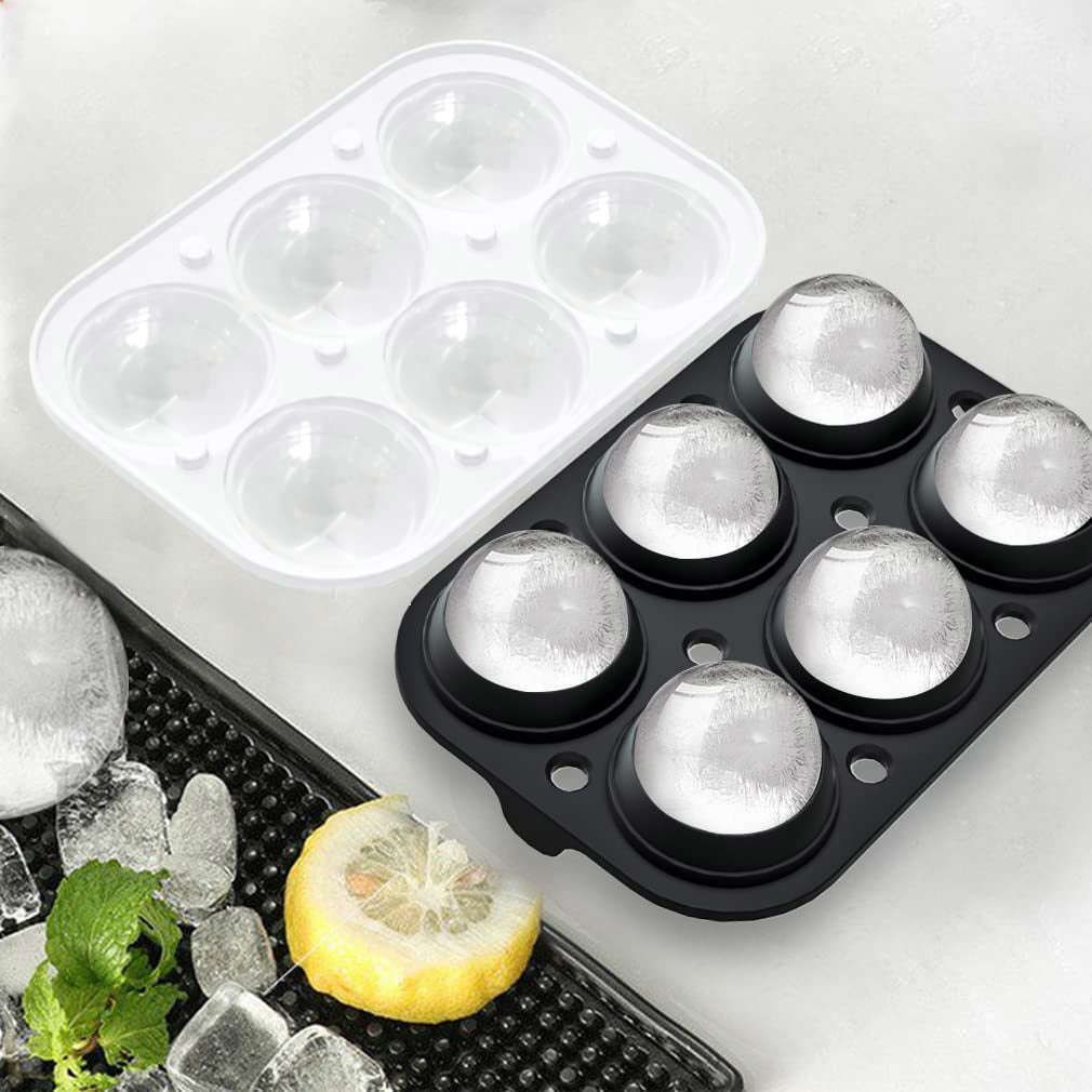Set of 2, Sphere Ice Ball Maker with Lid & Large Square Ice Cube Maker