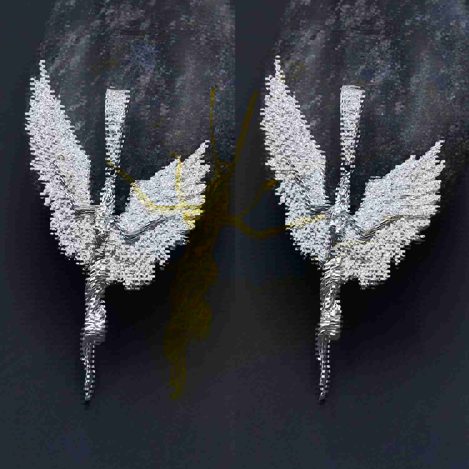 Angel Flit CZ Pendant - Elegant Brass Jewelry for Women