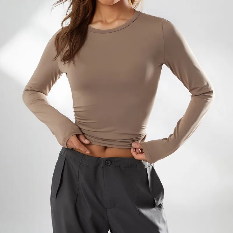 Nukty Y2K Vintage Long Sleeve T-shirt for Women - Crop Top Streetwear