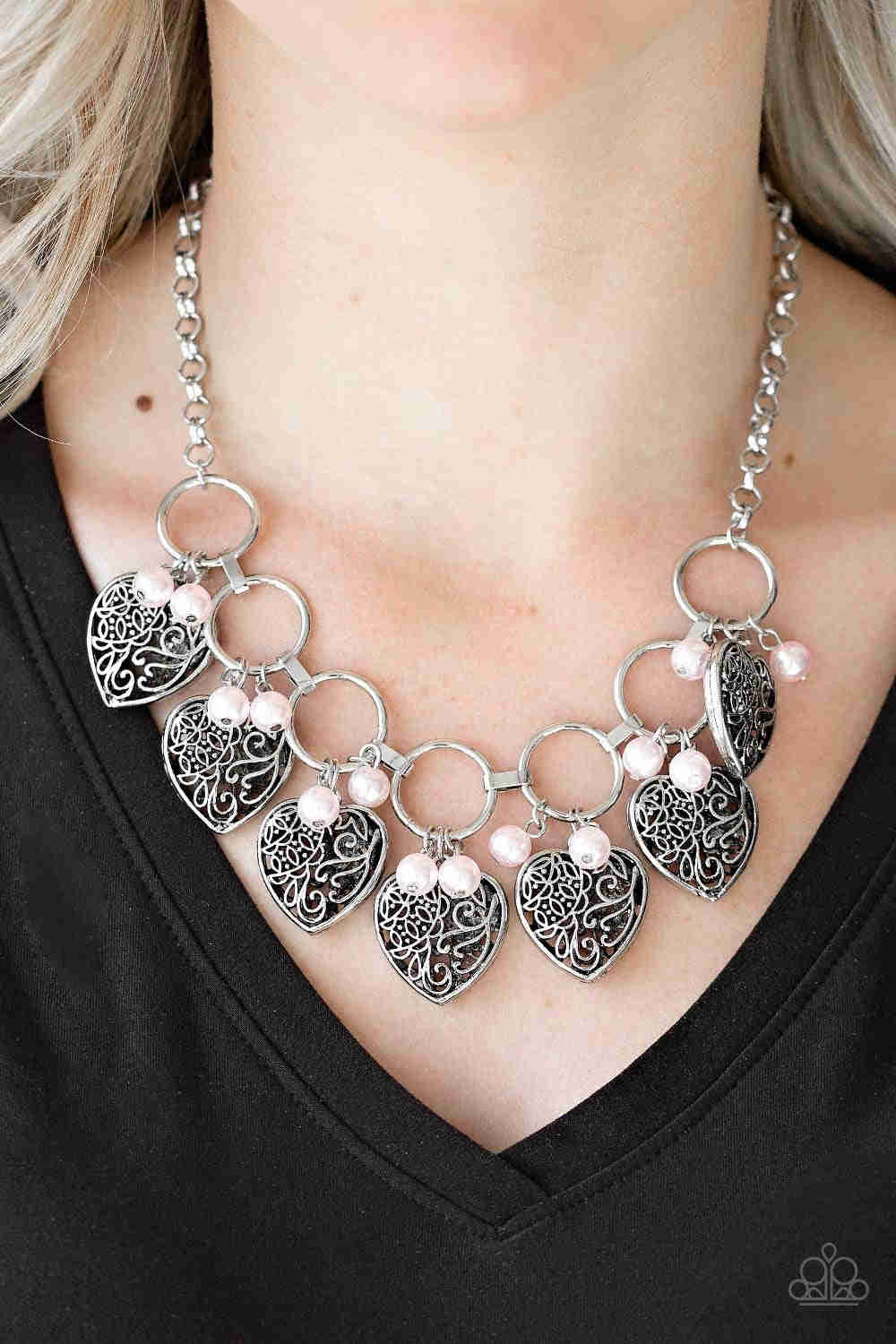 Paparazzi Jewelry Necklace Very Valentine - Pink with Matching Earrings