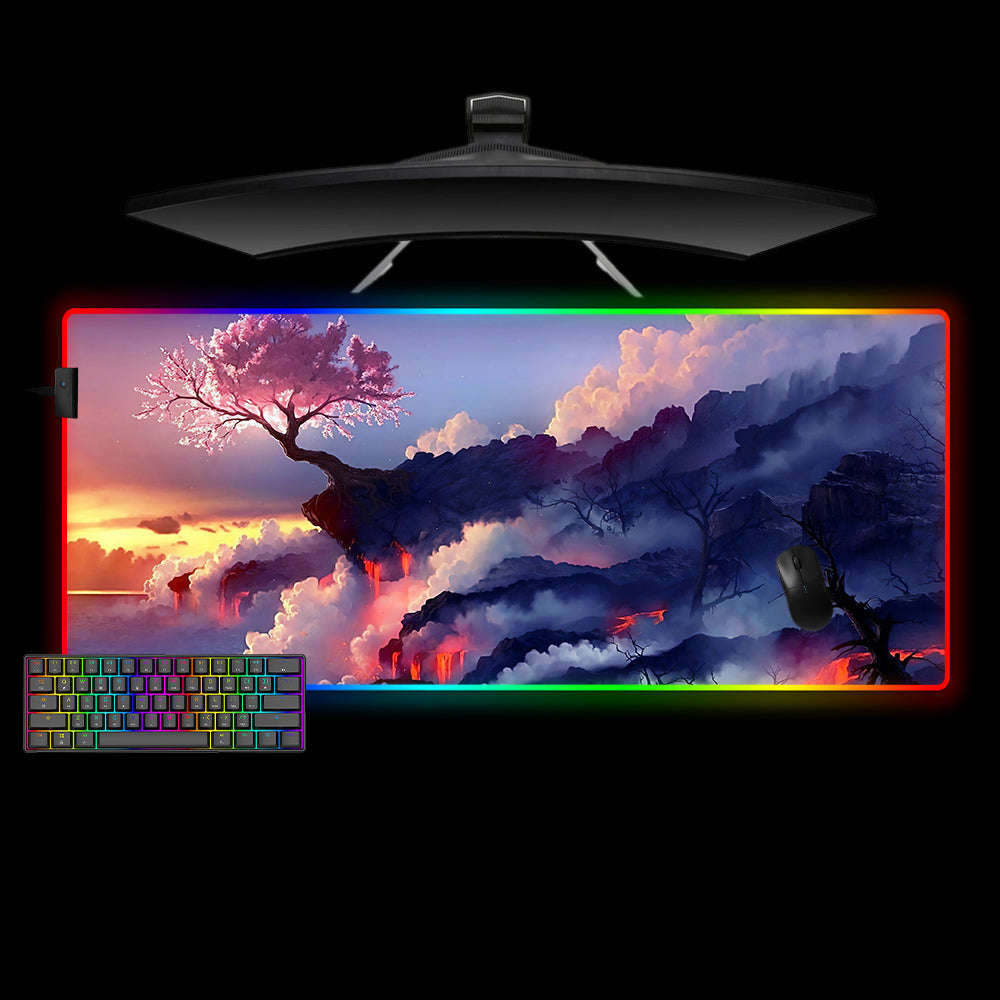 Sakura Cliff Design RGB Gaming Mouse Pad with LED Strip