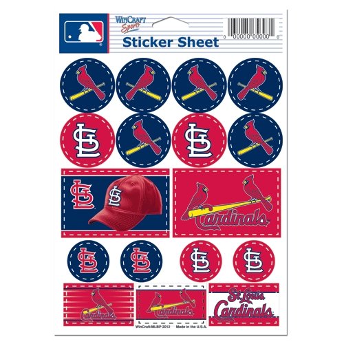 St. Louis Cardinals Vinyl Sticker Sheet - 17 Decals (5x7 Inches)