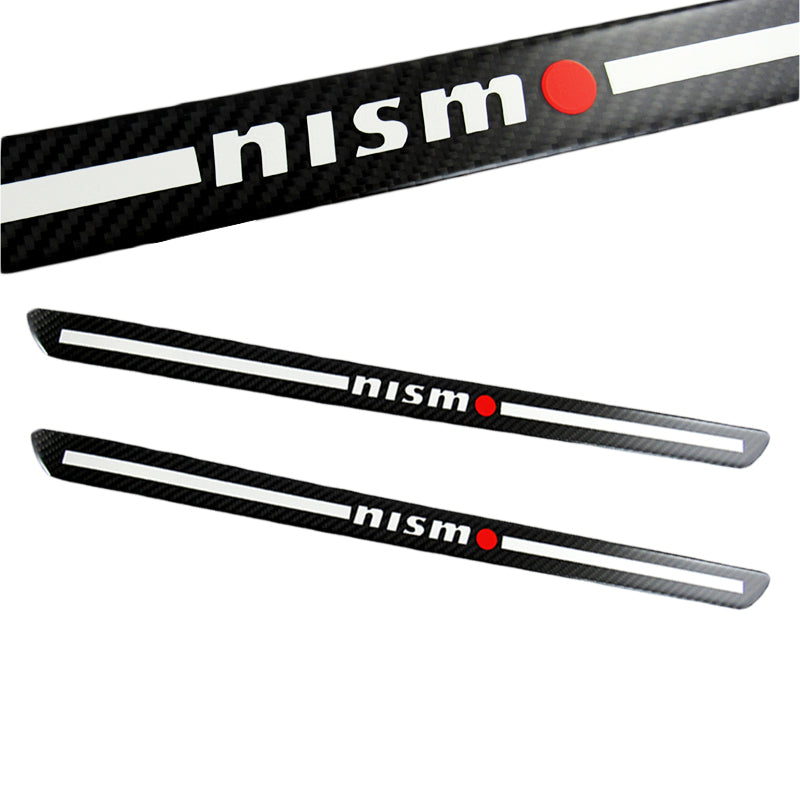 JDM Nismo Carbon Fiber Car Front Door Welcome Plate Sill Scuff Cover Decal Sticker 2pcs Set