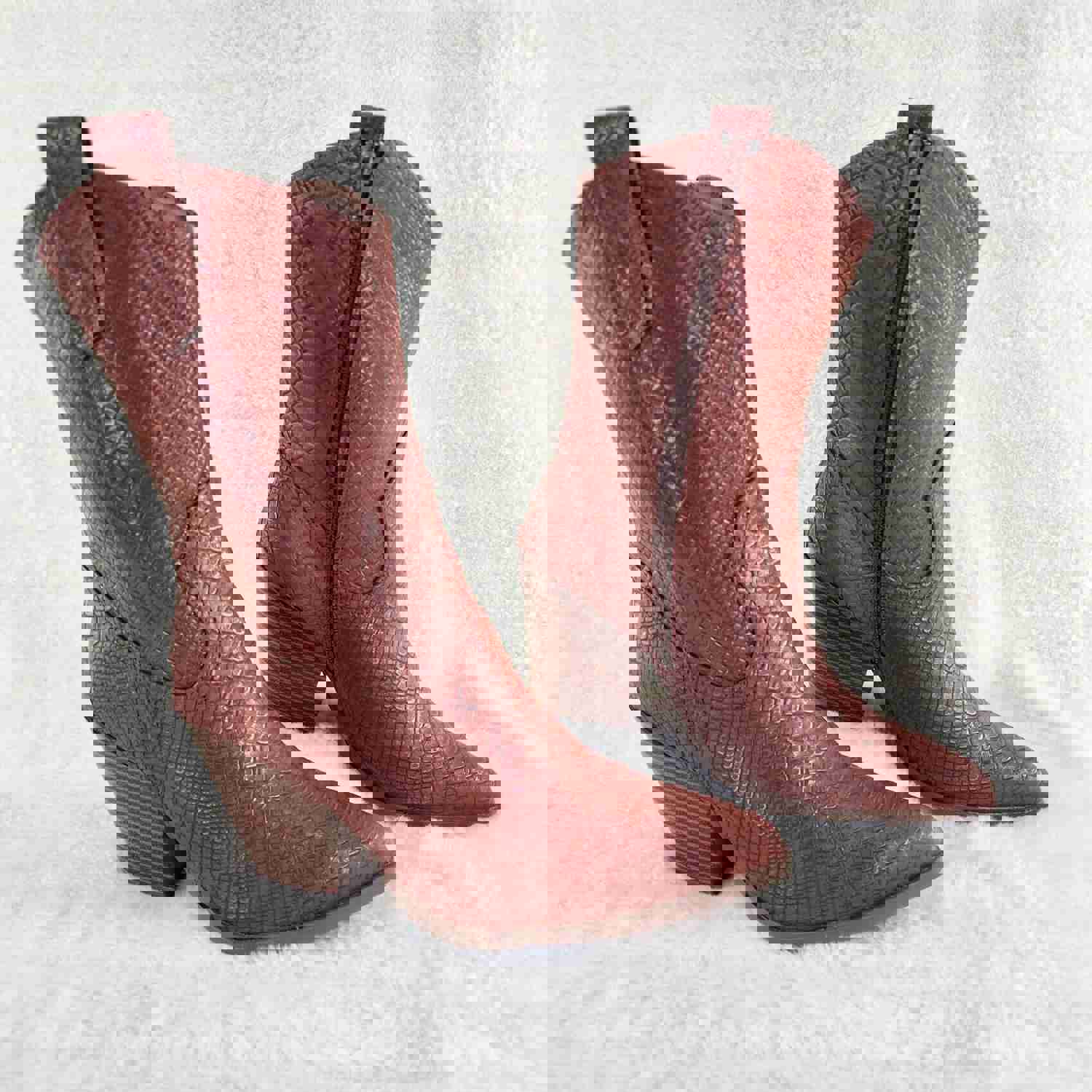 Slayer Tan Snake Cowgirl Cowboy Ankle Boots Western Block Heels US Sizes 7-11