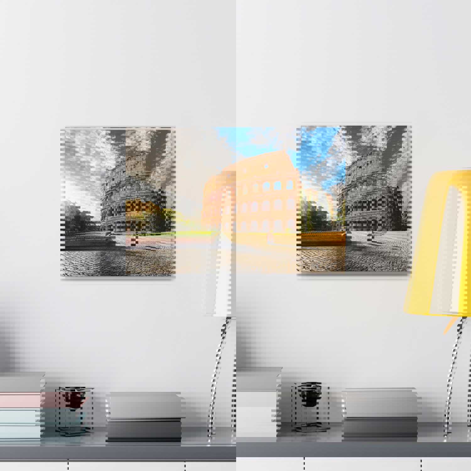 Italy Colosseum in Rome Modern Multicolor Scenic Nature Photography Canvas Wall Art