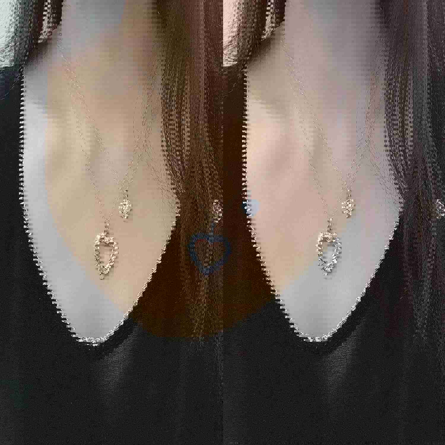 Set of 2: 3/8CT TW Diamond Heart Shaped Pendant & Earrings in Sterling Silver