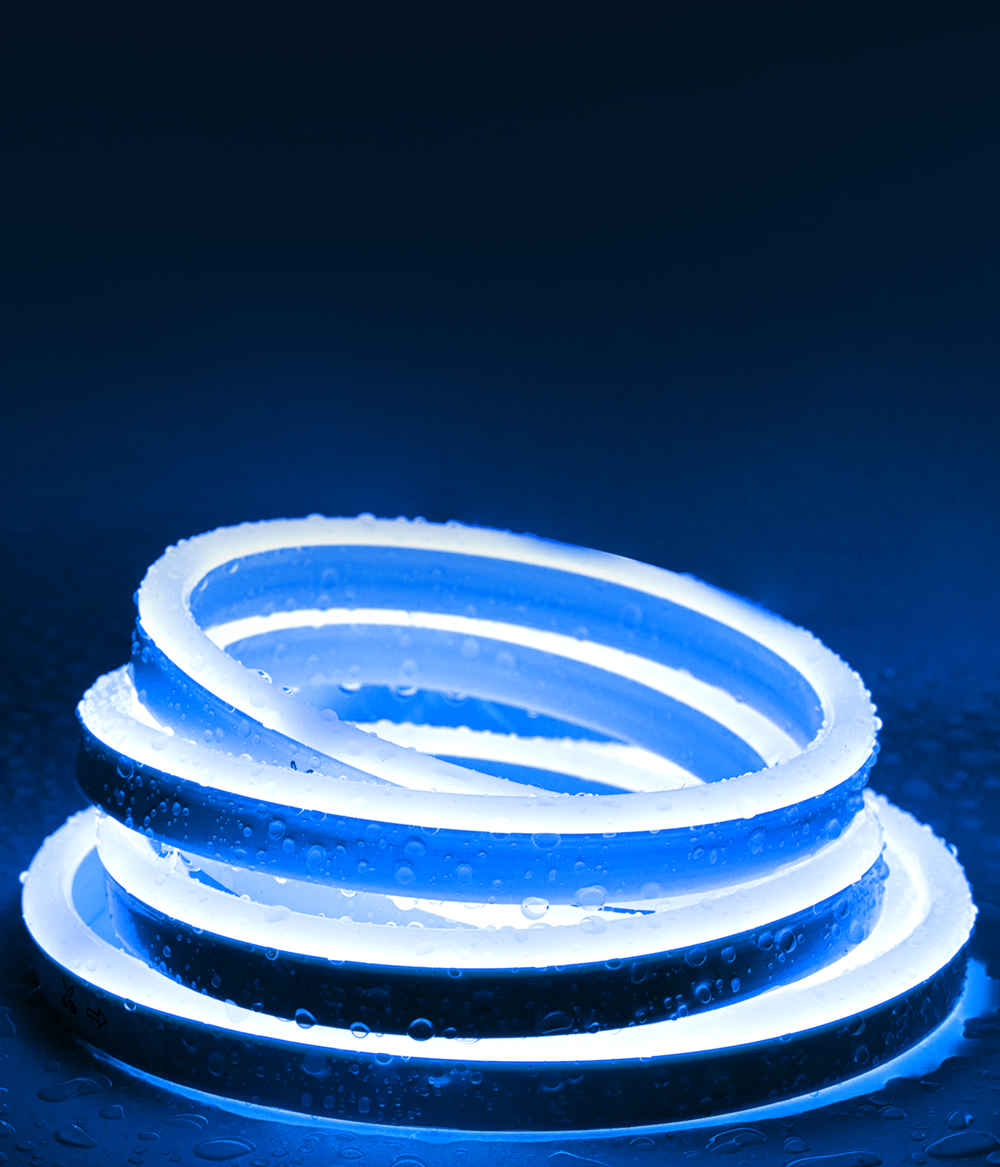 Blue LED Neon Light - 110V, 6W/Meter, 241LM/Watt, Energy Efficient LED Rope Lights - ETL Listed