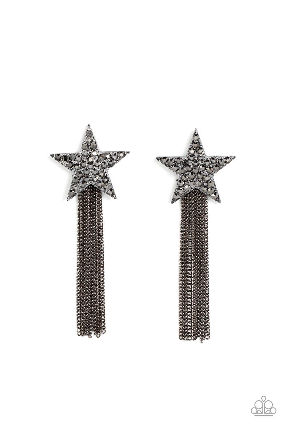 Superstar Solo - Black Gunmetal Rhinestone Earrings