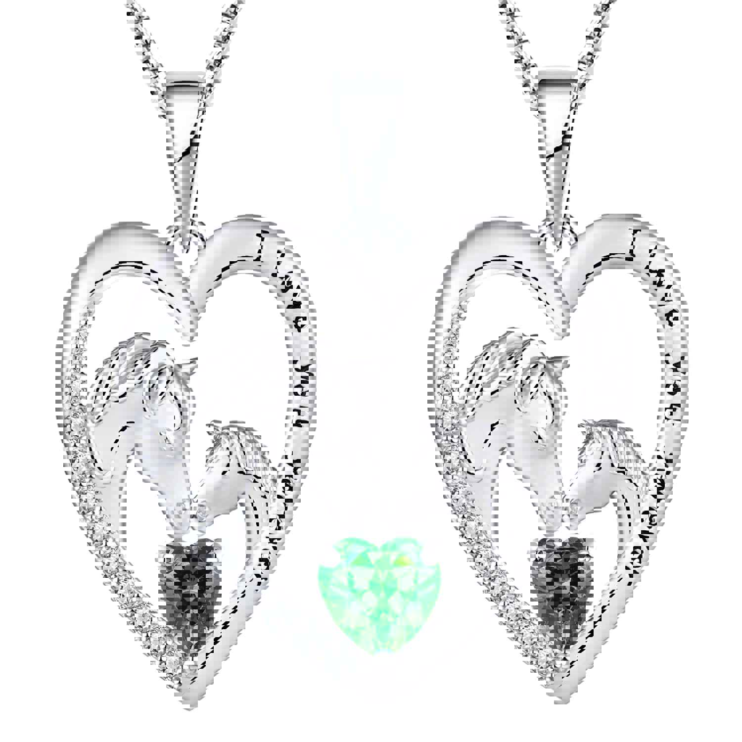 Kids Horse Necklace In Solid Sterling Silver With Changeable Birthstone