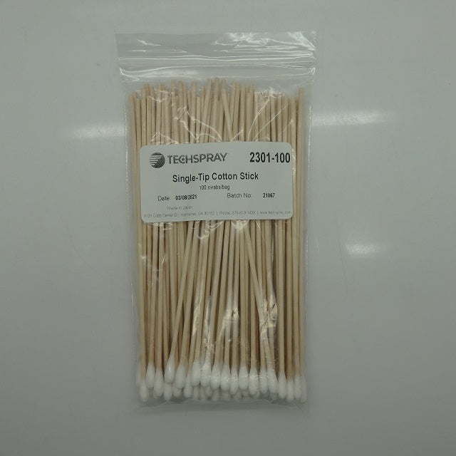 100 Pack of 6 Inch TechSpray Single-Tip Cotton Swabs 2301-100