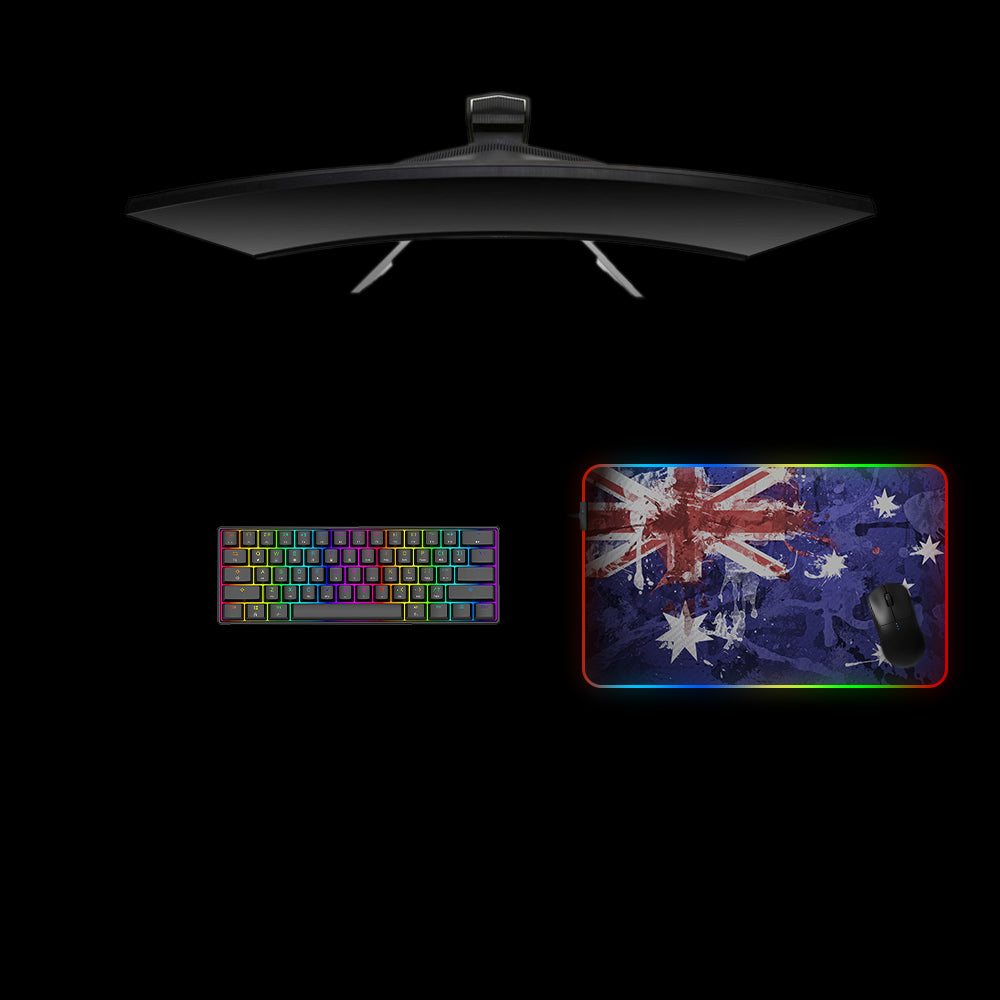 Australia Flag Splash Paint Design RGB Gaming Mouse Pad with LED Strip