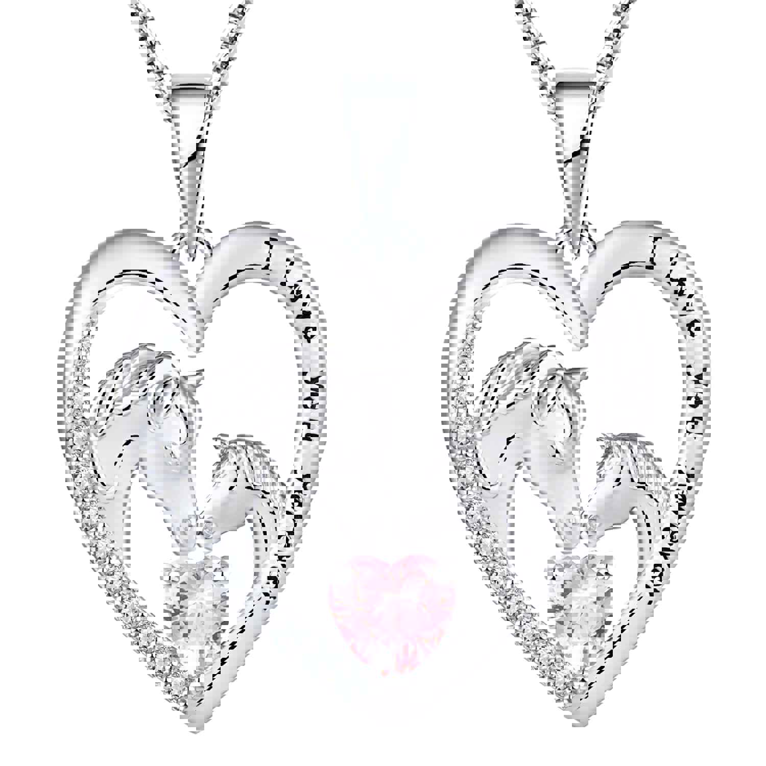 Kids Horse Necklace In Solid Sterling Silver With Changeable Birthstone