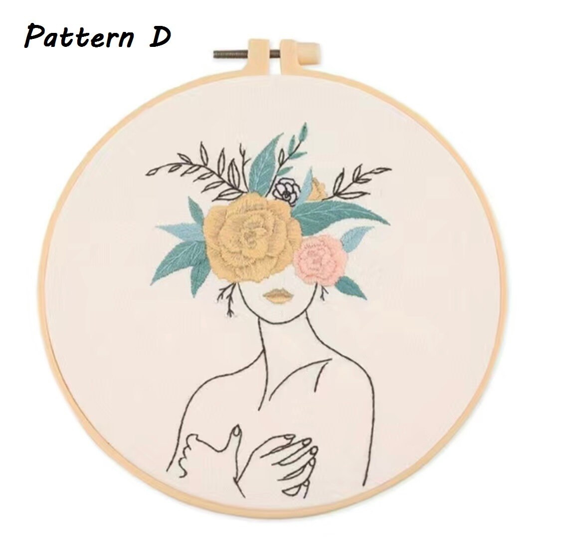 Feminine Floral Embroidery Kit - DIY Hand Embroidery Craft for Beginners