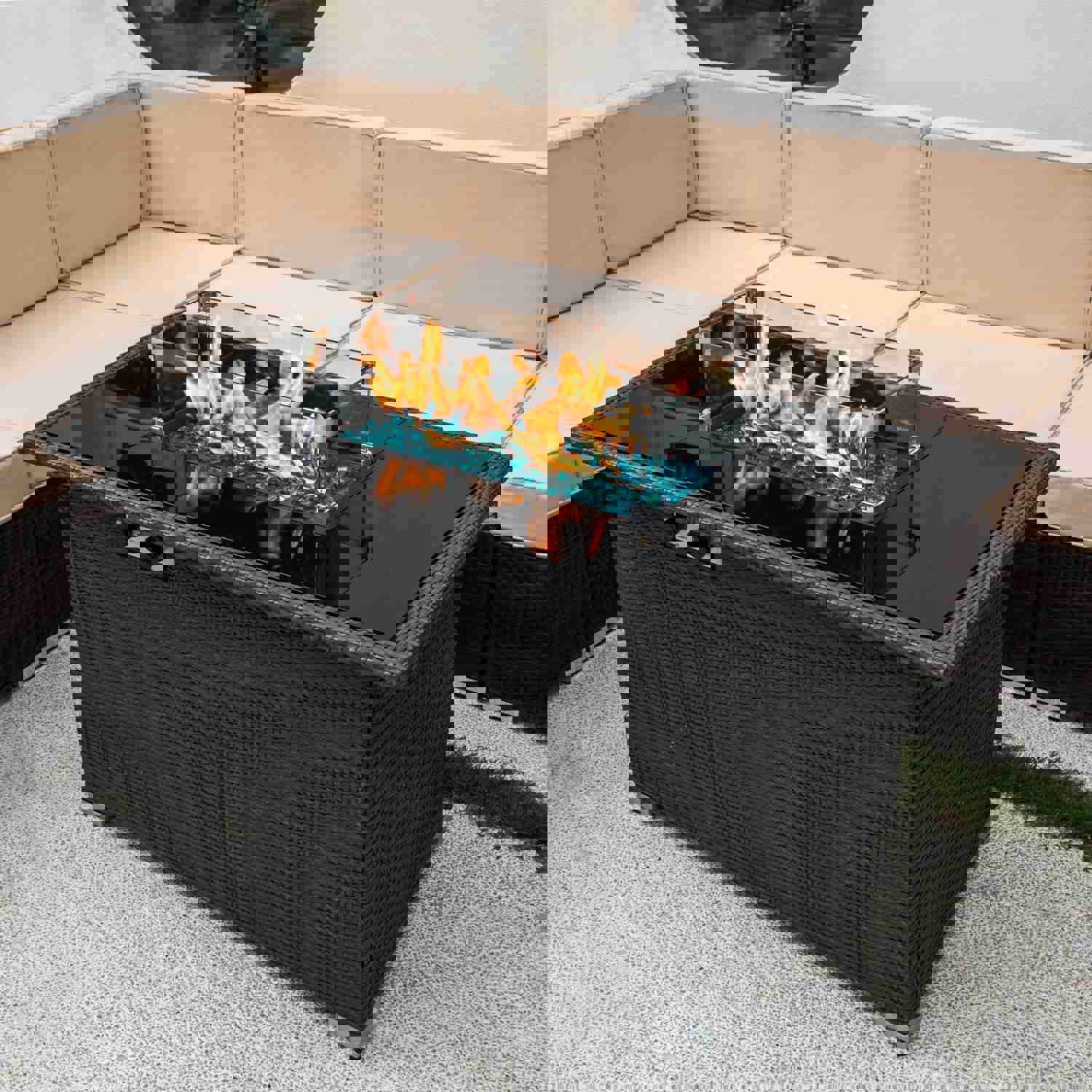 44 Gas Propane Fire Pit Table with 8mm Tempered Glass Top & ETL Certification