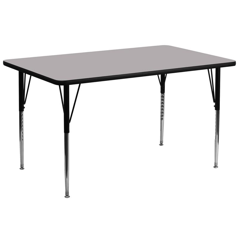 Flash Furniture 30W x 72L Rectangular Grey Thermal Laminate Activity Table with Adjustable Legs