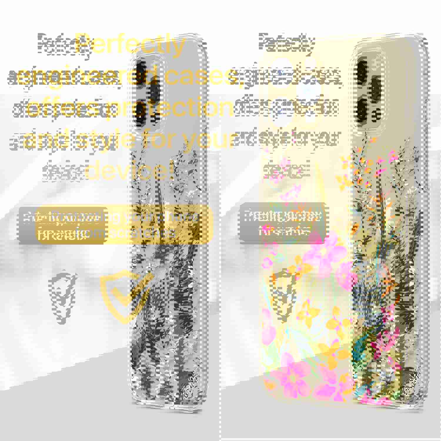 High-Quality TPU Clear Case with Blossom Flower Design for iPhone & Samsung Phones