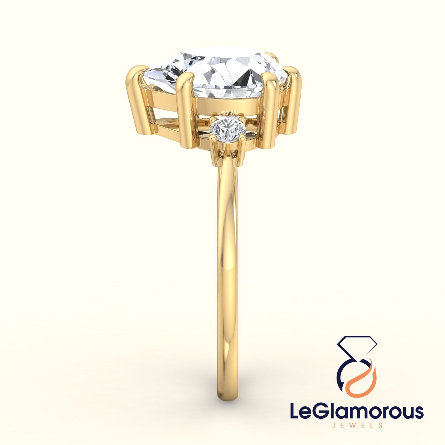 Pear Cut Three Stone Engagement Ring with Lab Grown Diamond