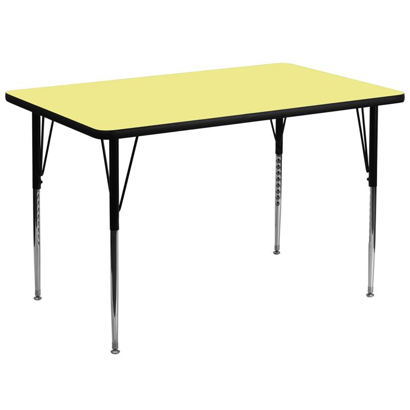 Flash Furniture 36W x 72L Rectangular Yellow Activity Table with Adjustable Legs