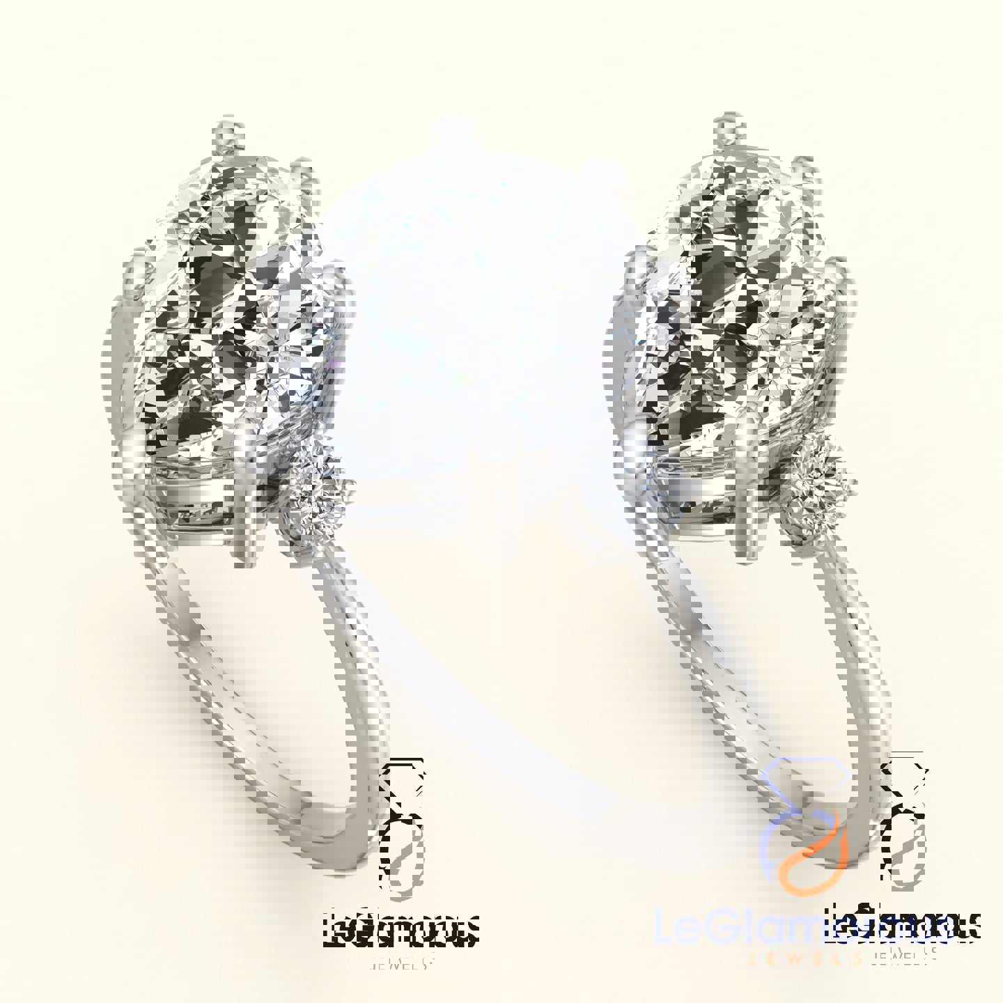 Pear Cut Three Stone Engagement Ring with Lab Grown Diamond