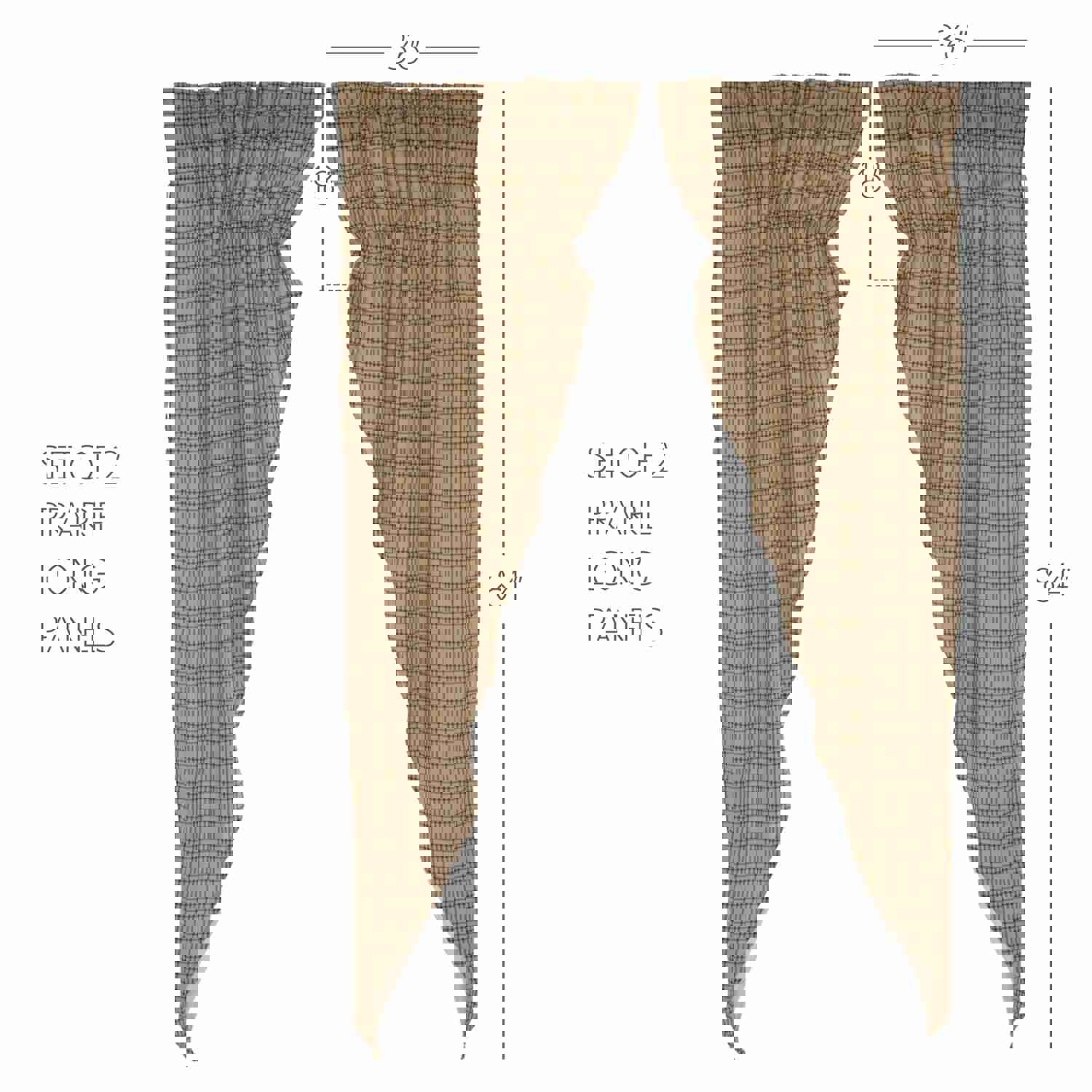 Sawyer Mill Charcoal Plaid Prairie Long Panel Curtain Set of 2