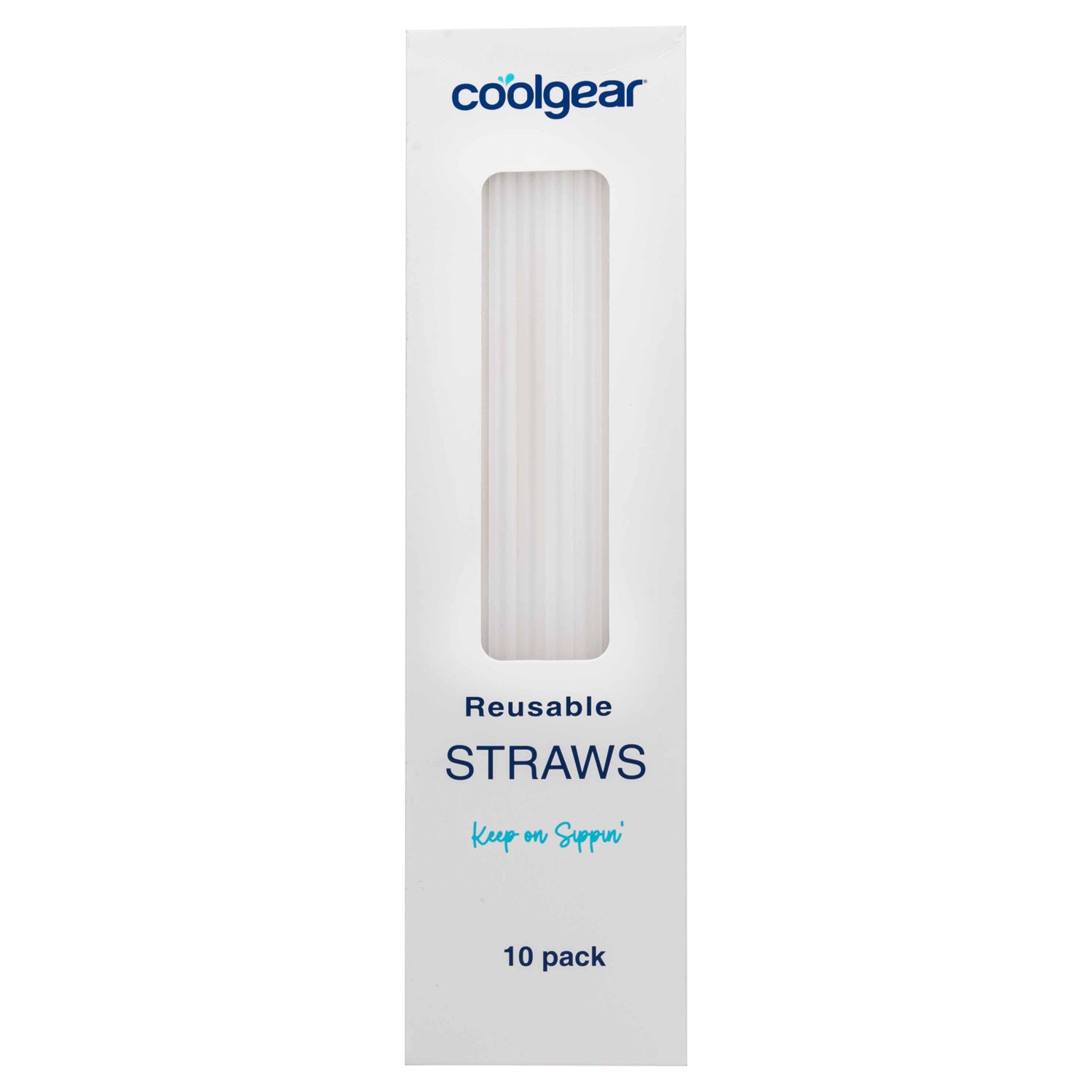 Cool Gear 10-Pack Reusable Drinking Straws - Eco-Friendly & Dishwasher Safe
