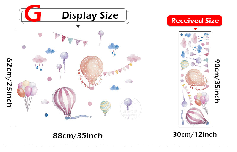 Qfdian Cartoon Cute Animals Hot Air Balloon Wall Stickers for Kids Room, Nursery, and Home Decor
