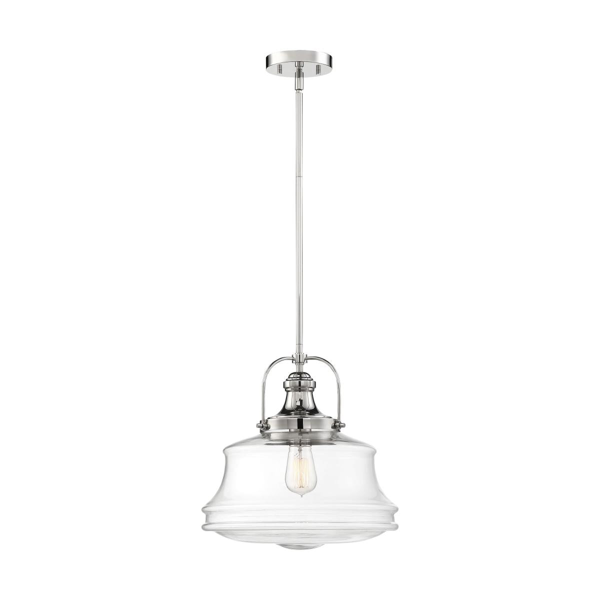 60-6758 BASEL 1 LIGHT PENDANT - Clear Glass, Polished Nickel Finish