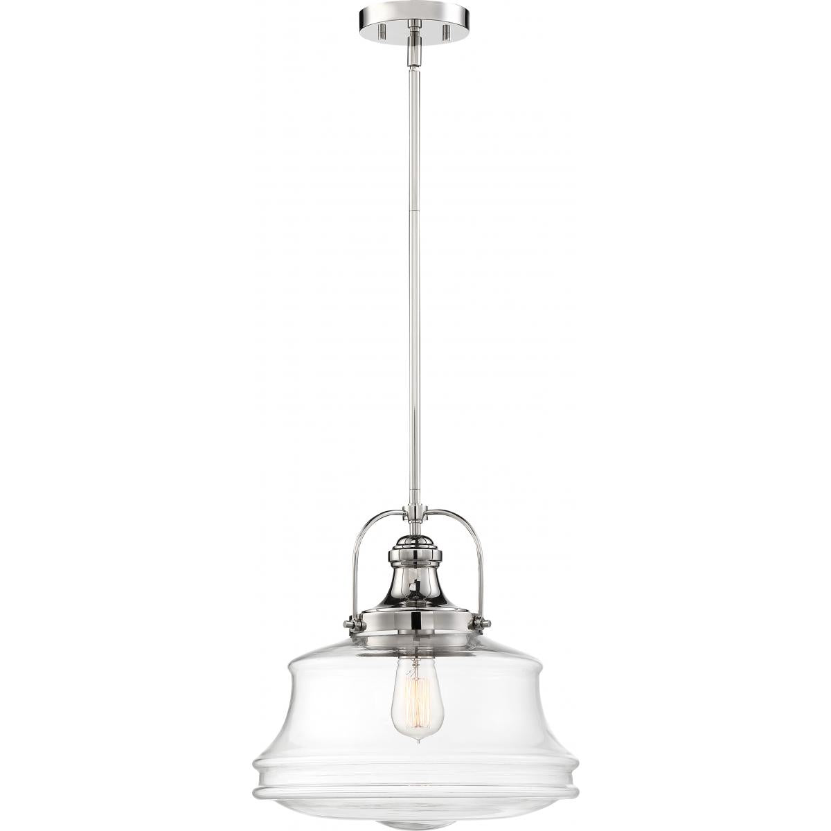 60-6758 BASEL 1 LIGHT PENDANT - Clear Glass, Polished Nickel Finish